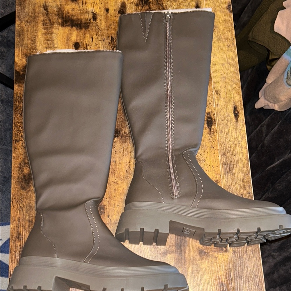 Bar III Twyla rubber tall knee high boots